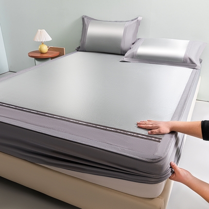 91家纺网 家纺一手货源 找家纺 （总）阿牛席业 2025新款冰藤凉席系列冰藤绣花韵雅席