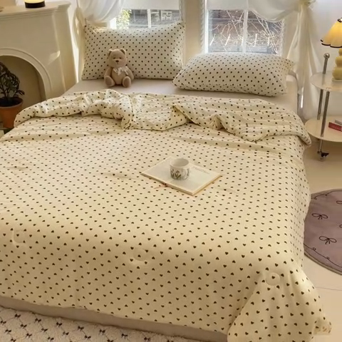 91家纺网 家纺一手货源 找家纺 星巴k家纺 2025糯糯棉A类大豆蛋白纤维夏凉被双层纱水洗棉夏被大豆被 爱心咖