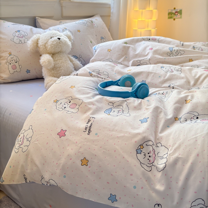 91家纺网 家纺一手货源 找家纺 清雅福 2025全棉13372小清新四件套和单品早春系列第一批-单枕套 小诗朵朵