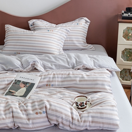 锦罗绣2025新款A类母婴全棉有氧印花双层纱四件套可定制任意尺寸 寂羽