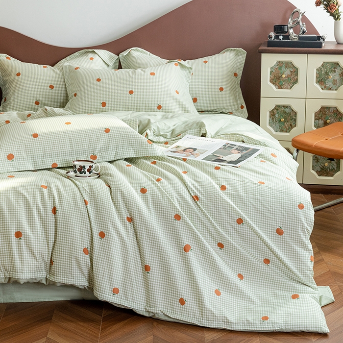 91家纺网 家纺一手货源 找家纺 锦罗绣2025新款A类母婴全棉有氧印花双层纱四件套可定制任意尺寸 甜桔