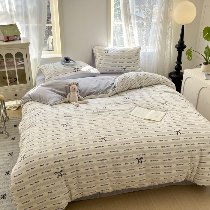 91家纺网 家纺一手货源 找家纺 贝拉梦家纺 2025爆款新款A类有氧针织双层纱四件套 素颜