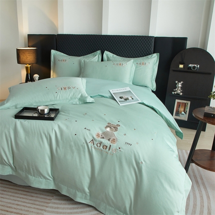 91家纺网 家纺一手货源 找家纺 （总）曼秀琳家纺 2025新款A类60s新疆长绒棉刺绣款四件套