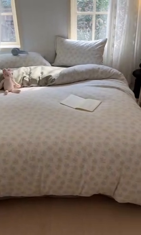 91家纺网 家纺一手货源 找家纺 贝拉梦家纺 2025爆款新款A类有氧针织双层纱四件套 晚秋