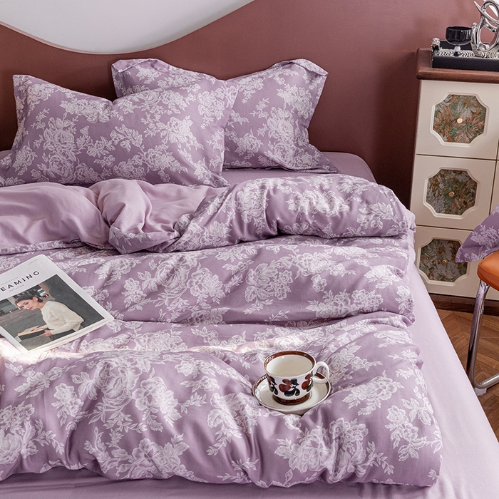 91家纺网 家纺一手货源 找家纺 锦罗绣2025新款A类母婴全棉有氧印花双层纱四件套可定制任意尺寸 花觅