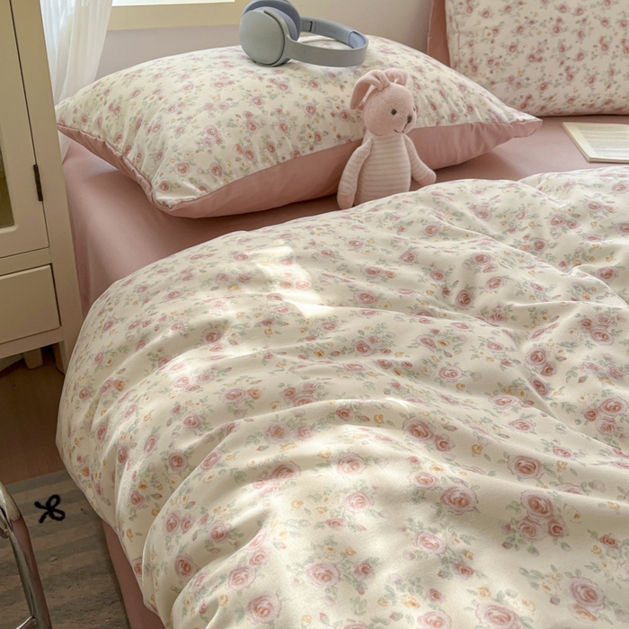 91家纺网 家纺一手货源 找家纺 贝拉梦家纺 2025爆款新款A类有氧针织双层纱四件套 艾莎