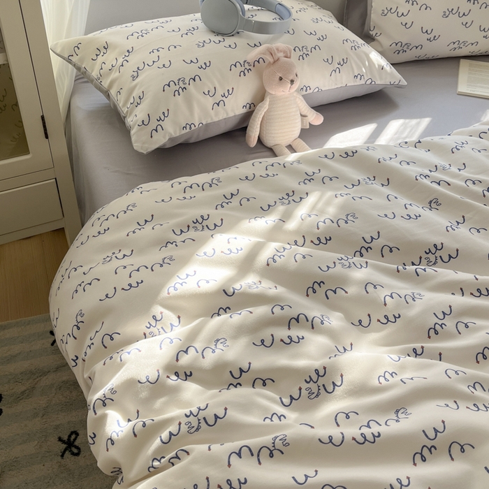 91家纺网 家纺一手货源 找家纺 贝拉梦家纺 2025爆款新款A类有氧针织双层纱四件套 冰岛