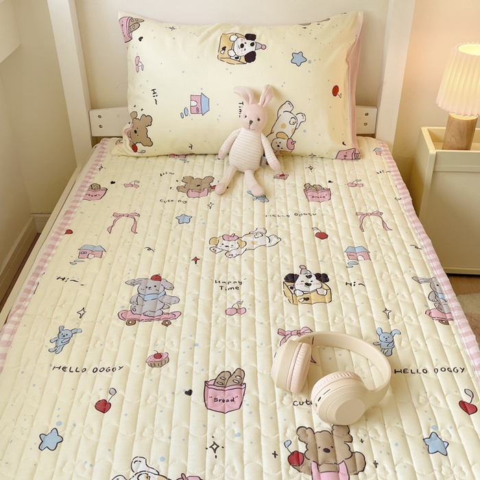 91家纺网 家纺一手货源 找家纺 Sweet dreams甜梦 2025新款全棉卡通小清新棉垫子床垫旅行垫 动物派对