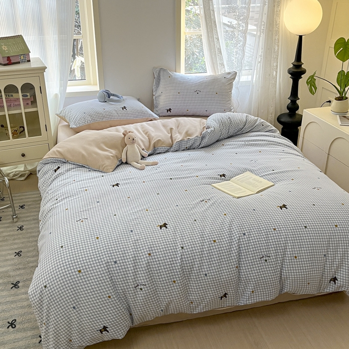 91家纺网 家纺一手货源 找家纺 贝拉梦家纺 2025爆款新款A类有氧针织双层纱四件套 威斯汀