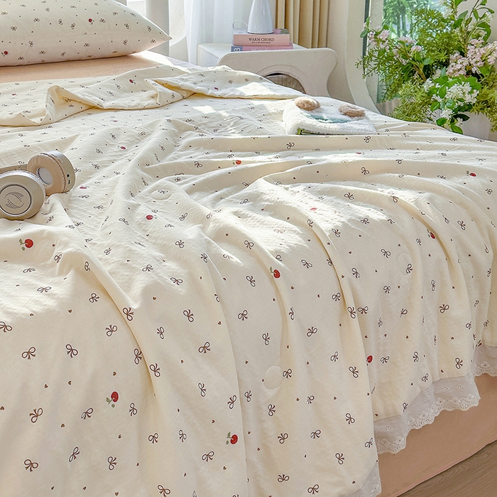 91家纺网 家纺一手货源 找家纺 木楌家居 2025新款全棉双层纱大豆夏被 语茉