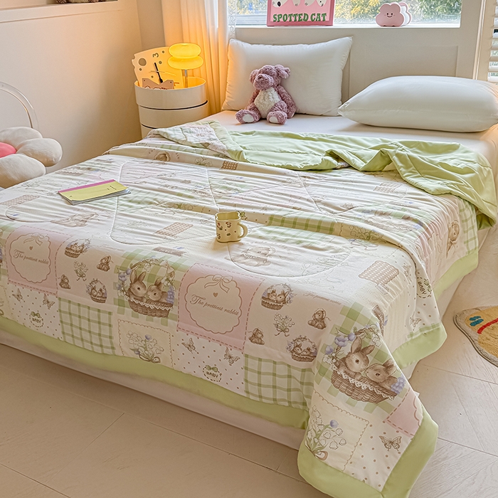 91家纺网 家纺一手货源 找家纺 魅图家纺 2025新款A类超柔云朵棉棉花被夏被 小兔乐园