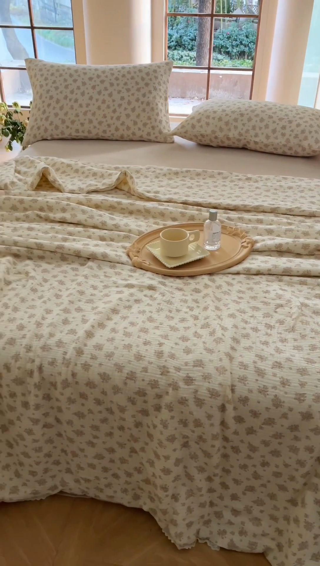 91家纺网 家纺一手货源 找家纺 木楌家居2025新款全棉皱皱纱花边款大豆夏被 舒阳