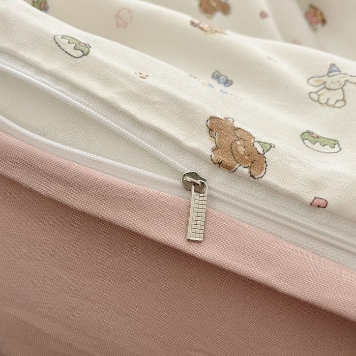 91家纺网 家纺一手货源 找家纺 贝拉梦家纺 2025爆款新款A类有氧针织双层纱四件套 软萌萌