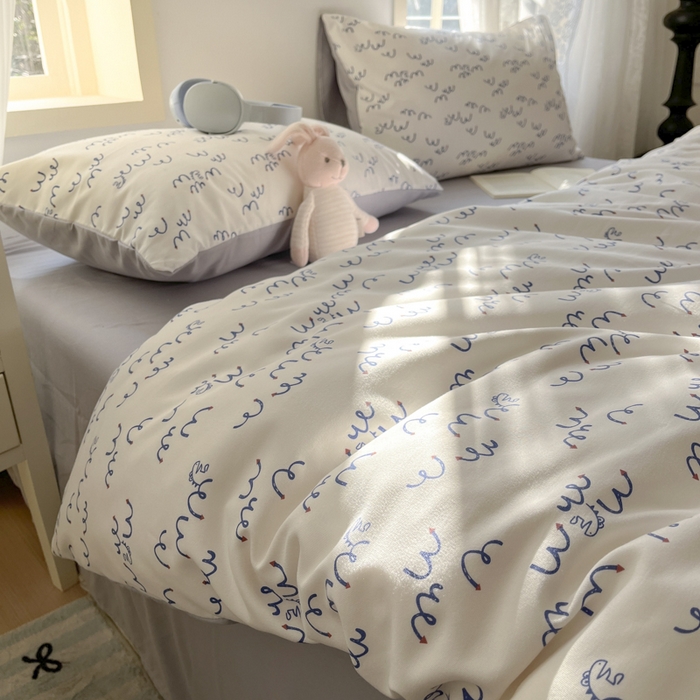 91家纺网 家纺一手货源 找家纺 贝拉梦家纺 2025爆款新款A类有氧针织双层纱四件套 冰岛