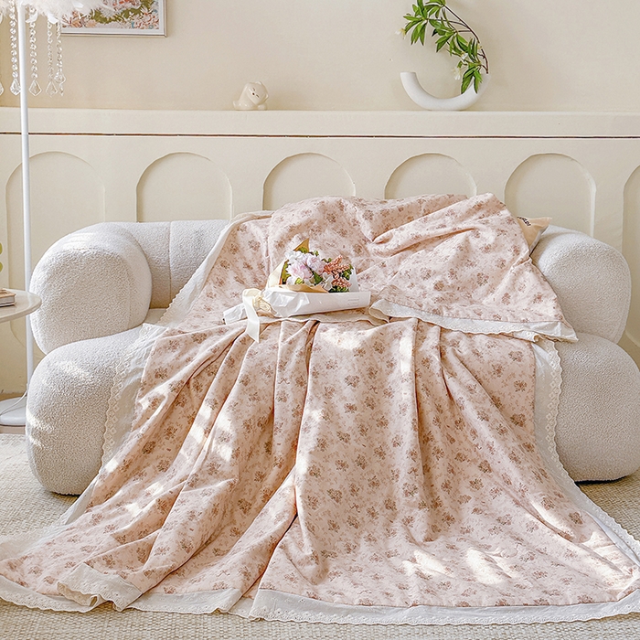 91家纺网 家纺一手货源 找家纺 木楌家居 2025新款全棉双层纱大豆夏被 芊朵