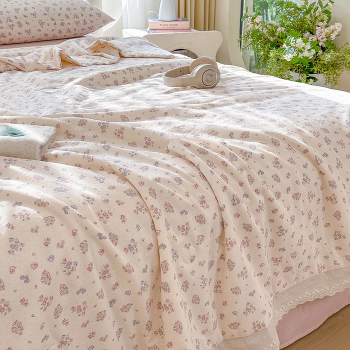 91家纺网 家纺一手货源 找家纺 木楌家居 2025新款全棉双层纱大豆夏被 美熙