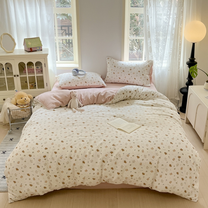 91家纺网 家纺一手货源 找家纺 贝拉梦家纺 2025爆款新款A类有氧针织双层纱四件套 软萌萌