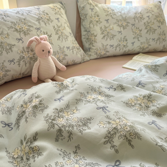 91家纺网 家纺一手货源 找家纺 贝拉梦家纺 2025爆款新款A类有氧针织双层纱四件套 晚秋