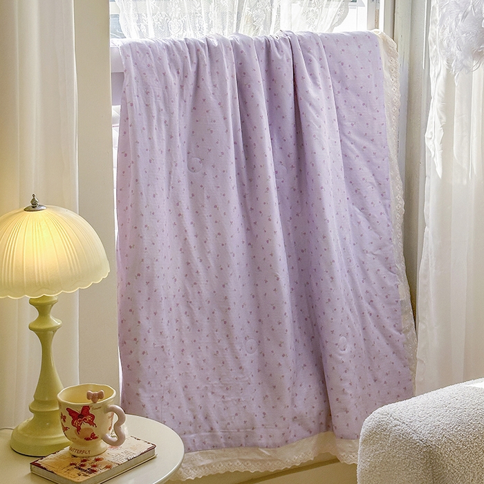 91家纺网 家纺一手货源 找家纺 木楌家居 2025新款全棉双层纱大豆夏被 涵香