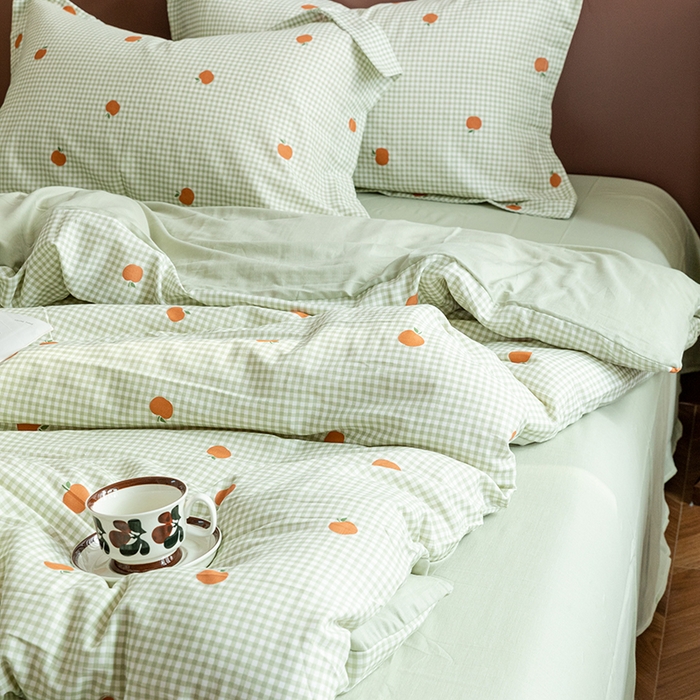 91家纺网 家纺一手货源 找家纺 锦罗绣2025新款A类母婴全棉有氧印花双层纱四件套可定制任意尺寸 甜桔