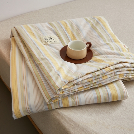 91家纺网 家纺一手货源 找家纺 尊妙被业 2025新款全棉色织水洗棉夏被 沐妍-黄