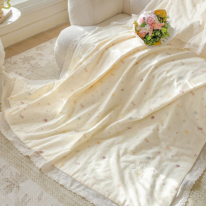 91家纺网 家纺一手货源 找家纺 木楌家居 2025新款全棉双层纱大豆夏被 黎枝