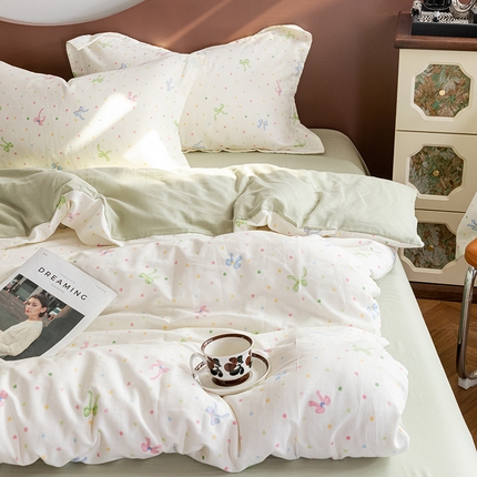 锦罗绣2025新款A类母婴全棉有氧印花双层纱四件套可定制任意尺寸 少女派对