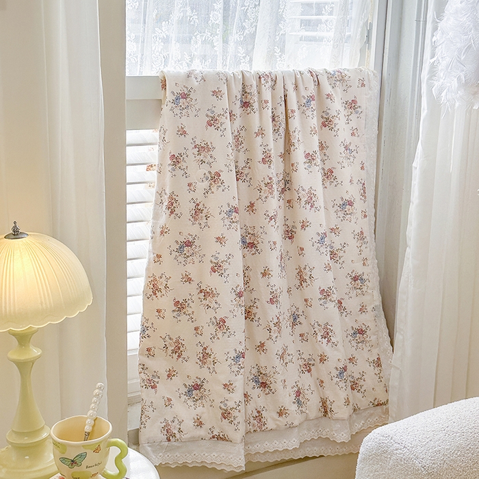 91家纺网 家纺一手货源 找家纺 木楌家居 2025新款全棉双层纱大豆夏被 梦莎花园