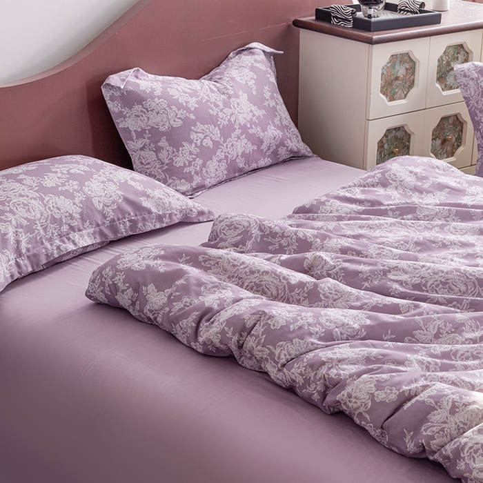 91家纺网 家纺一手货源 找家纺 锦罗绣2025新款A类母婴全棉有氧印花双层纱四件套可定制任意尺寸 花觅