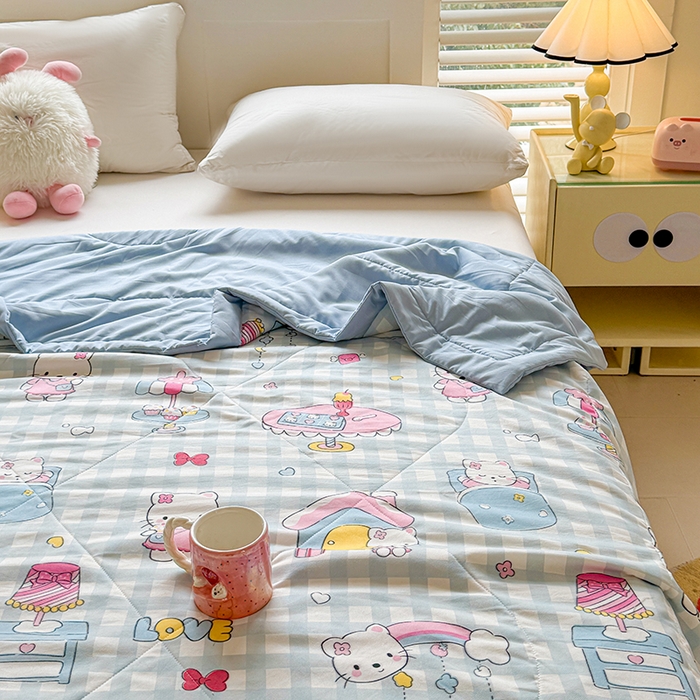 91家纺网 家纺一手货源 找家纺 魅图家纺 2025新款A类超柔云朵棉棉花被夏被 猫咪派对