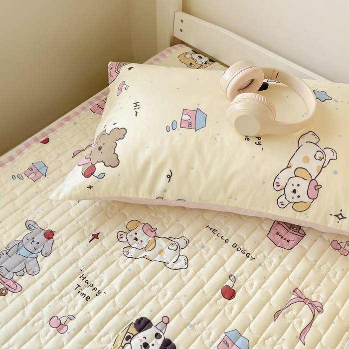 91家纺网 家纺一手货源 找家纺 Sweet dreams甜梦 2025新款全棉卡通小清新棉垫子床垫旅行垫 动物派对