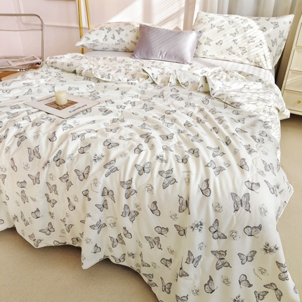 91家纺网 家纺一手货源 找家纺 尊妙被业 2025新款嘭嘭软水洗棉夏被 梦幻蝴蝶