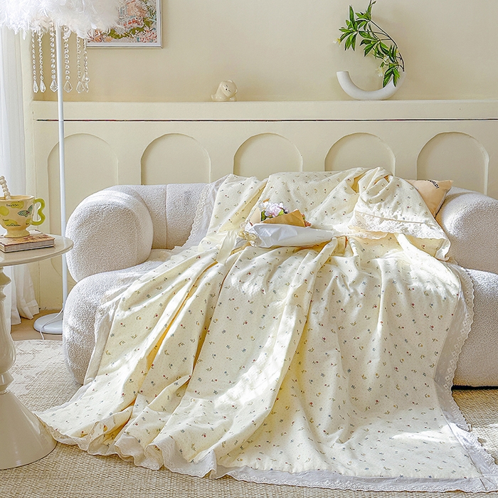 91家纺网 家纺一手货源 找家纺 木楌家居 2025新款全棉双层纱大豆夏被 雅颜