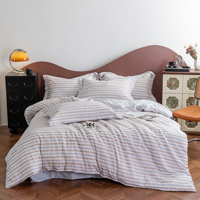 91家纺网 家纺一手货源 找家纺 锦罗绣2025新款A类母婴全棉有氧印花双层纱四件套可定制任意尺寸 寂羽