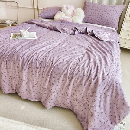 91家纺网 家纺一手货源 找家纺 尊妙被业 2025新款嘭嘭软水洗棉夏被 遇见-紫
