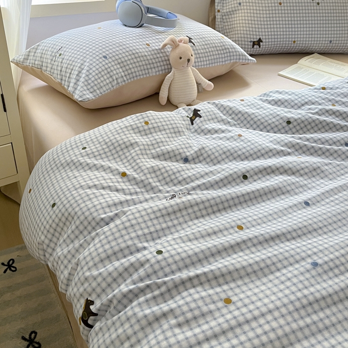 91家纺网 家纺一手货源 找家纺 贝拉梦家纺 2025爆款新款A类有氧针织双层纱四件套 威斯汀