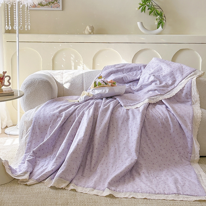 91家纺网 家纺一手货源 找家纺 木楌家居 2025新款全棉双层纱大豆夏被 涵香