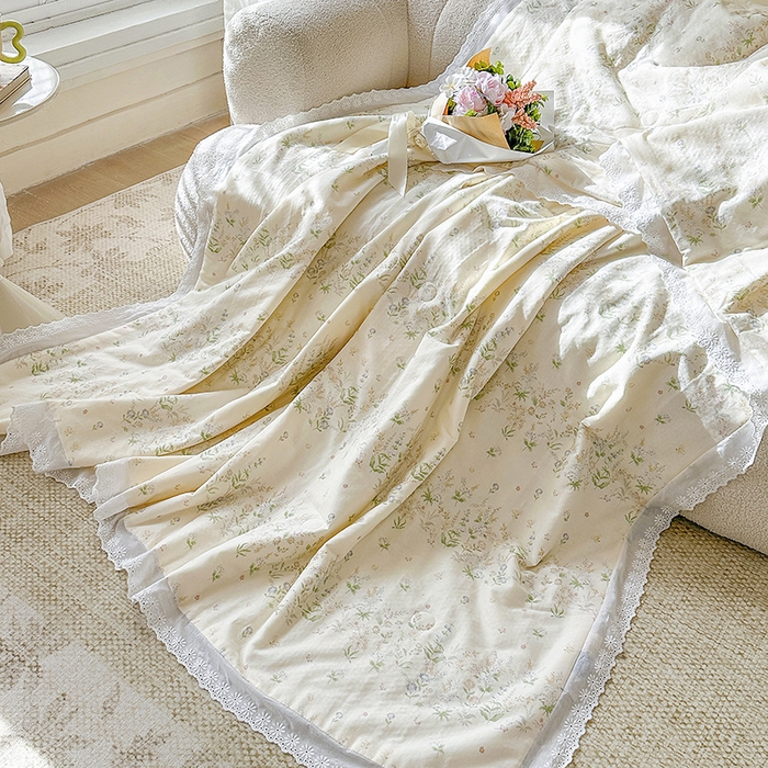 91家纺网 家纺一手货源 找家纺 木楌家居 2025新款全棉双层纱大豆夏被 风影