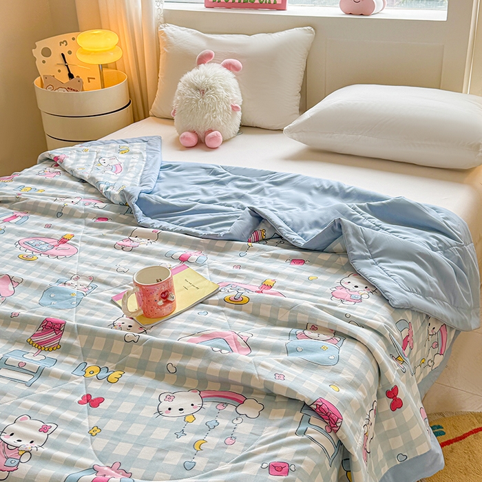 91家纺网 家纺一手货源 找家纺 魅图家纺 2025新款A类超柔云朵棉棉花被夏被 猫咪派对