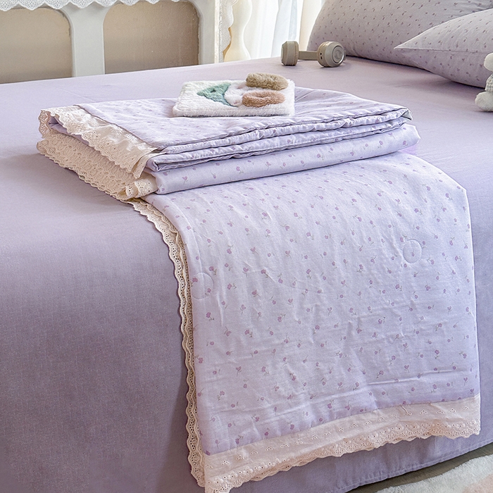 91家纺网 家纺一手货源 找家纺 木楌家居 2025新款全棉双层纱大豆夏被 涵香