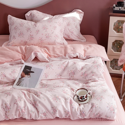 91家纺网 家纺一手货源 找家纺 锦罗绣2025新款A类母婴全棉有氧印花双层纱四件套可定制任意尺寸 绮然