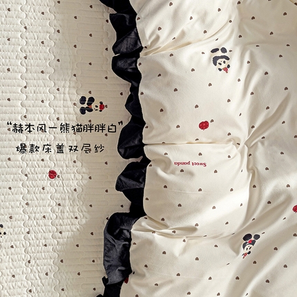 91家纺网 家纺一手货源 找家纺 （总）富米莱（原臻工厂） 2025新款A类针织双层纱赫本风床盖四件套