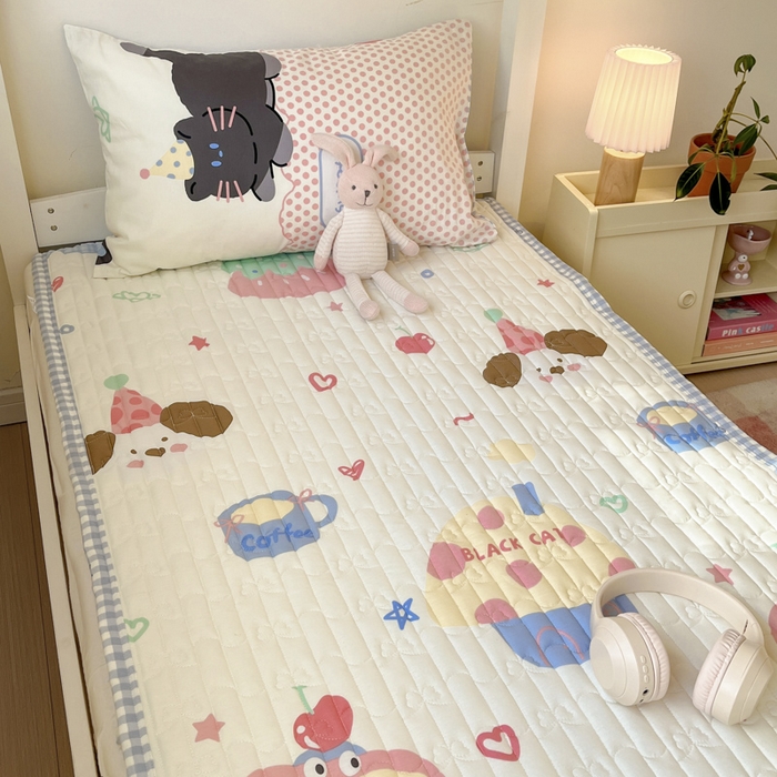 91家纺网 家纺一手货源 找家纺 Sweet dreams甜梦 2025新款全棉卡通小清新棉垫子床垫旅行垫 蛋糕猫猫