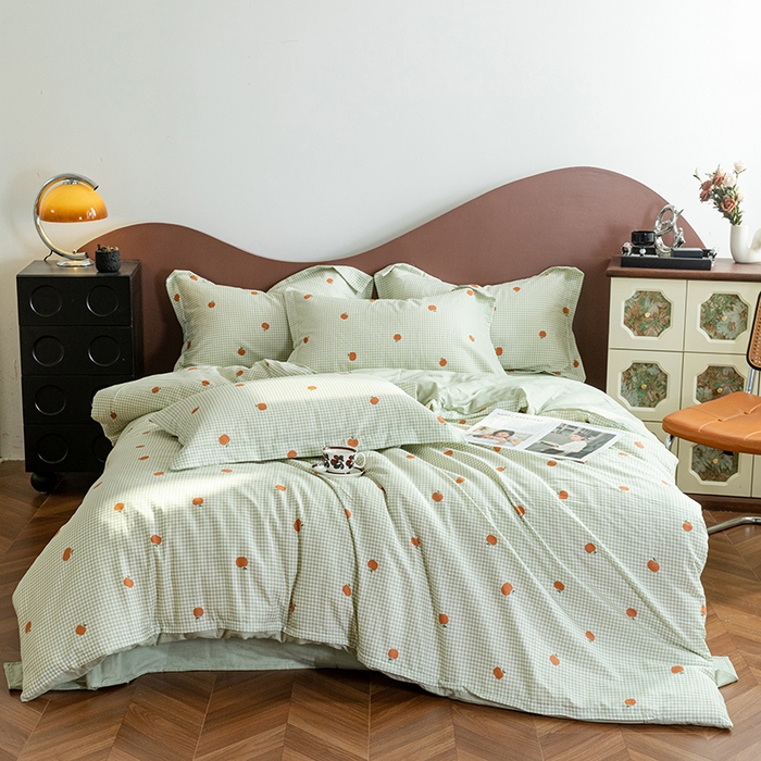 91家纺网 家纺一手货源 找家纺 锦罗绣2025新款A类母婴全棉有氧印花双层纱四件套可定制任意尺寸 甜桔