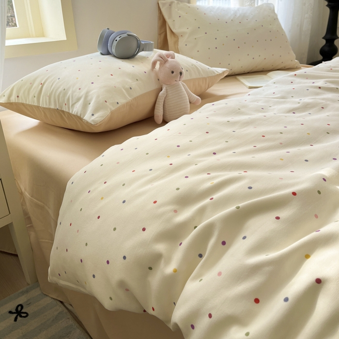 91家纺网 家纺一手货源 找家纺 贝拉梦家纺 2025爆款新款A类有氧针织双层纱四件套 花火