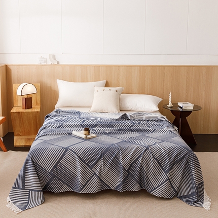 91家纺网 家纺一手货源 找家纺 （总）悦然毛巾被 2025新款全棉双层纱流苏款盖毯