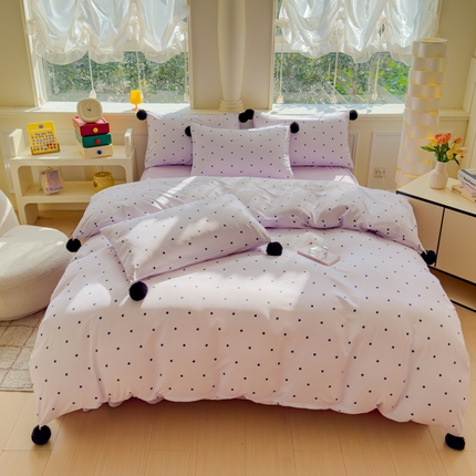 91家纺网 家纺一手货源 找家纺 妖妖家纺 2025新款云感针织毛球款四件套 毛球款-槿紫