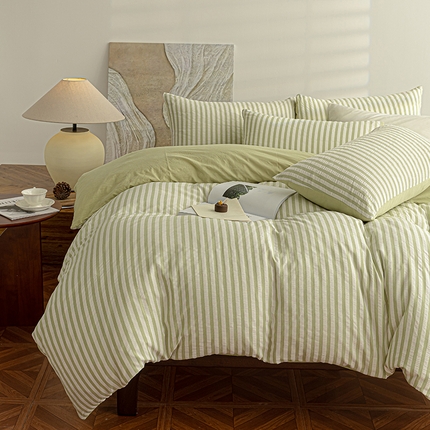 （总）恩和家纺 2025新款水洗棉提花条纹四件套