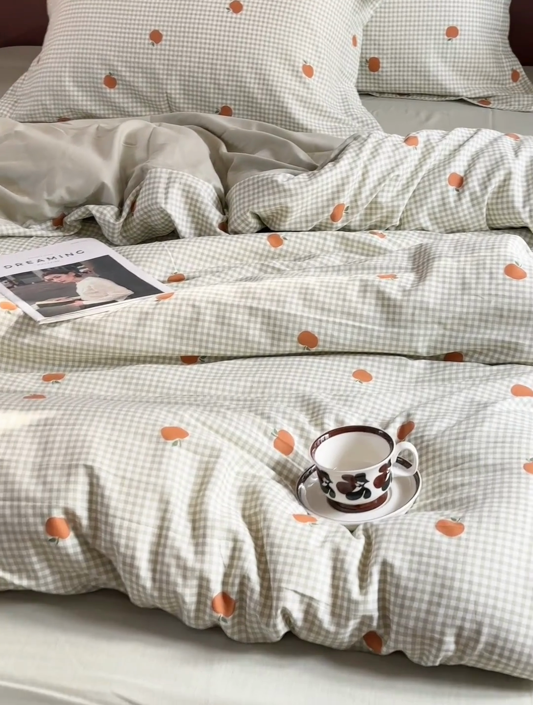 91家纺网 家纺一手货源 找家纺 锦罗绣2025新款A类母婴全棉有氧印花双层纱四件套可定制任意尺寸 甜桔