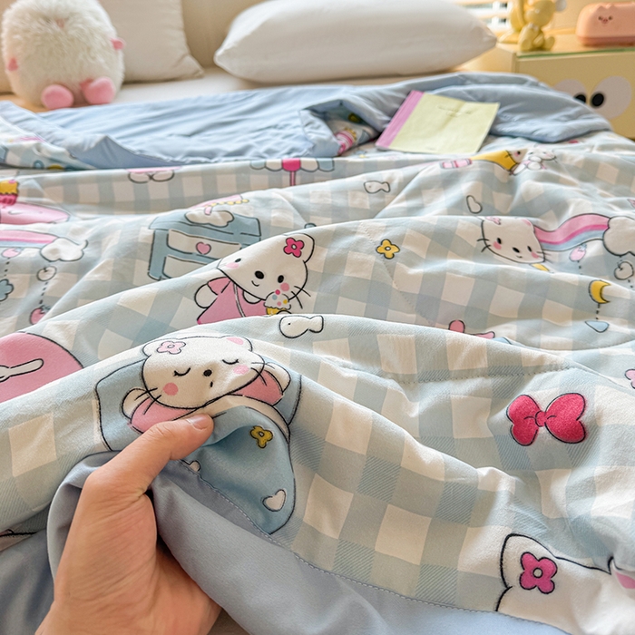 91家纺网 家纺一手货源 找家纺 魅图家纺 2025新款A类超柔云朵棉棉花被夏被 猫咪派对